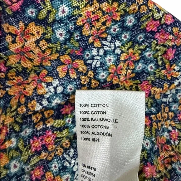 Free People Navy Combo I Found You Floral Print Blouse XL Boho Peasant Cotton - Picture 13 of 14